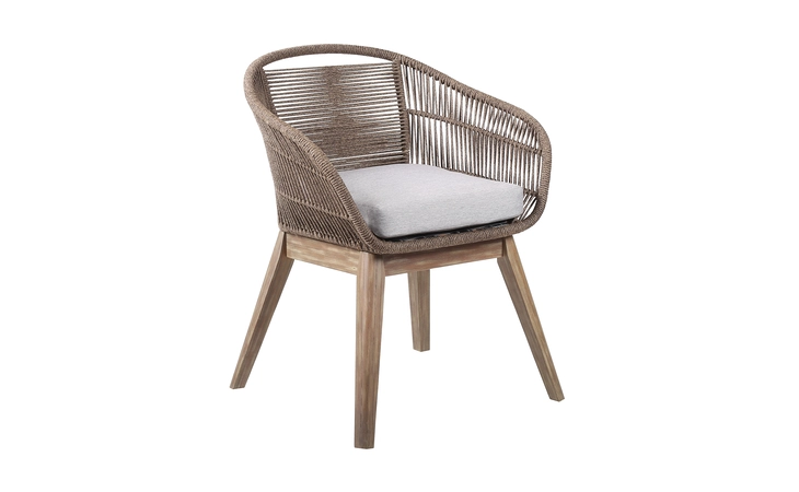 LCTFSITRU  TUTTI FRUTTI INDOOR OUTDOOR DINING CHAIR IN LIGHT EUCALYPTUS WOOD WITH LATTE ROPE AND GRAY CUSHION