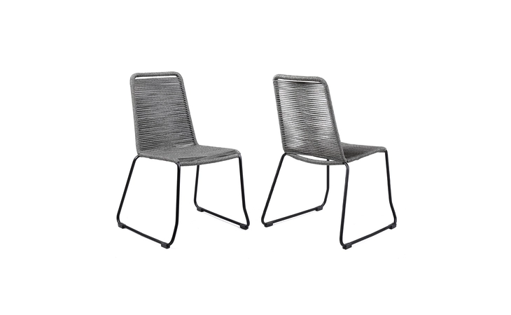 LCSHSICH  SHASTA OUTDOOR METAL AND GRAY ROPE STACKABLE DINING CHAIR - SET OF 2