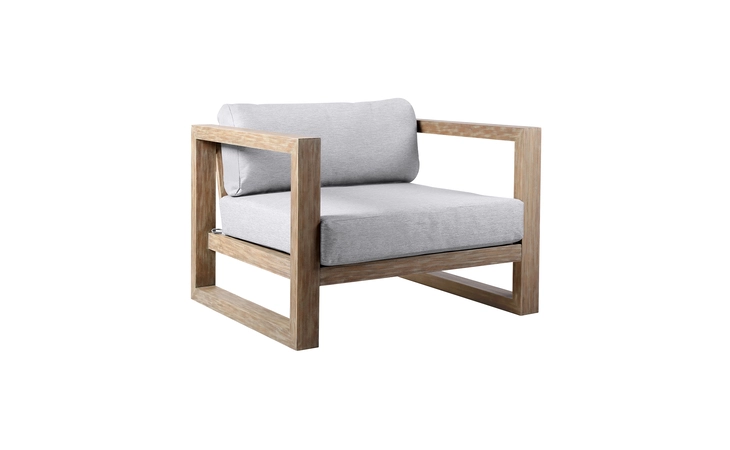 LCPRCHLALT  PARADISE OUTDOOR LIGHT EUCALYPTUS WOOD LOUNGE CHAIR WITH GRAY CUSHIONS