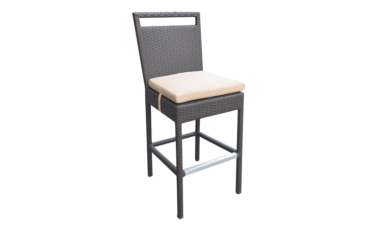 LCTRBABE  TROPEZ OUTDOOR PATIO WICKER BARSTOOL WITH WATER RESISTANT BEIGE FABRIC CUSHIONS
