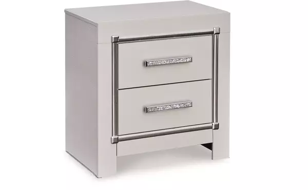 zyniden silver two drawer night stand by ashley