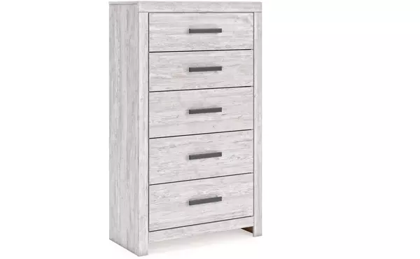 cayboni whitewash five drawer chest by ashley