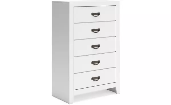 binterglen white five drawer chest by ashley