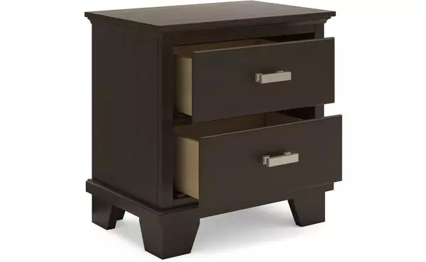 covetown dark brown two drawer night stand by ashley