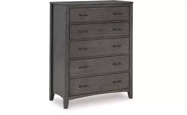 montillan grayish brown five drawer chest by ashley