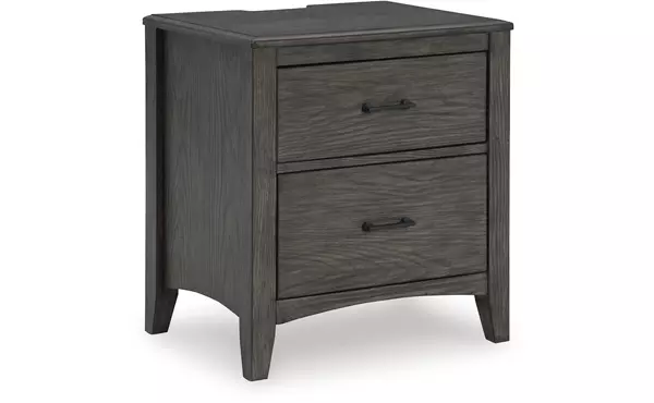 montillan grayish brown two drawer night stand by ashley