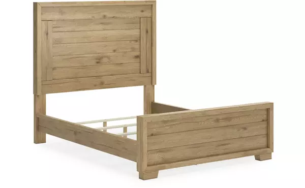 galliden light brown queen panel footboard w/rails by ashley
