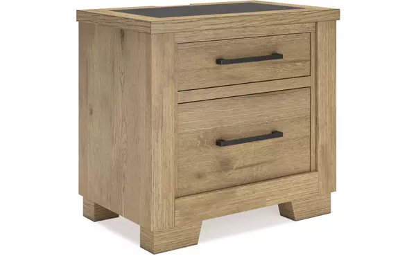 galliden light brown two drawer night stand by ashley