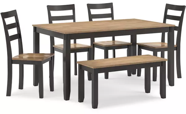 gesthaven natural/brown dining room table set (6/cn) by ashley