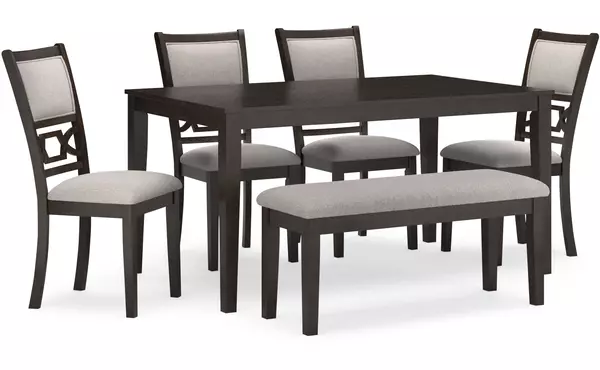 langwest brown dining room table set (6/cn) by ashley