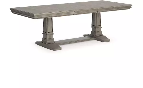 lexorne gray rect dining room table base by ashley