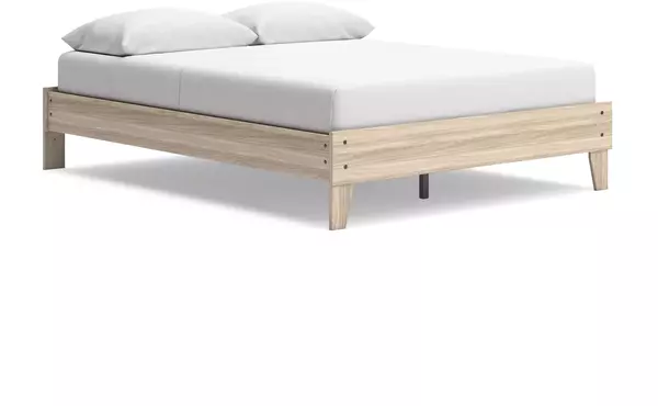 battelle tan queen platform bed by ashley