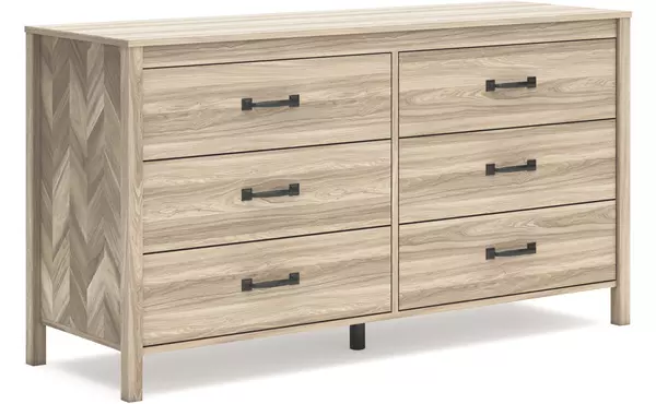battelle tan six drawer dresser by ashley