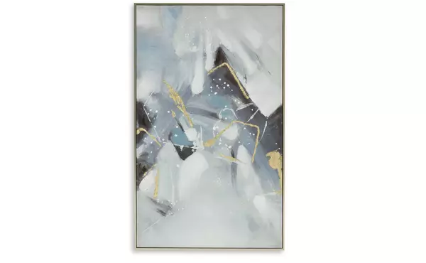 cormette blue/white/gold finish wall art by ashley