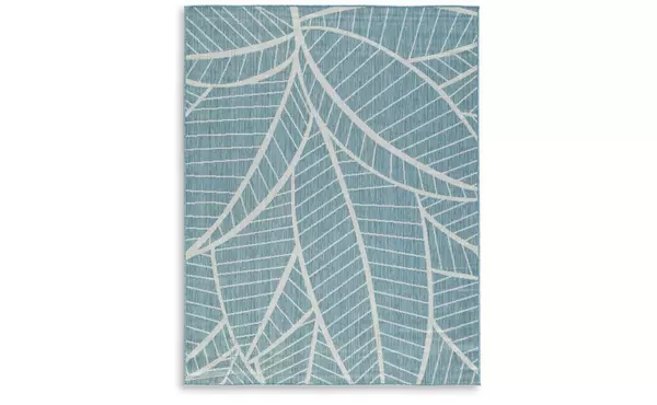 hulsia ivory/aqua large rug by ashley