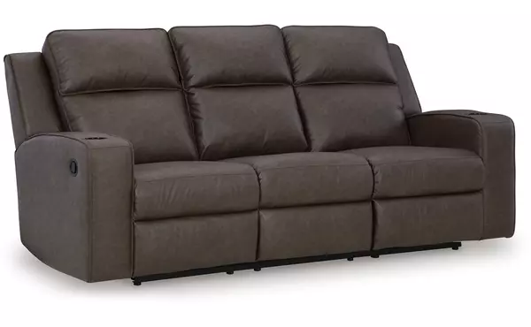 lavenhorne umber reclining sofa w/ drop down table by ashley