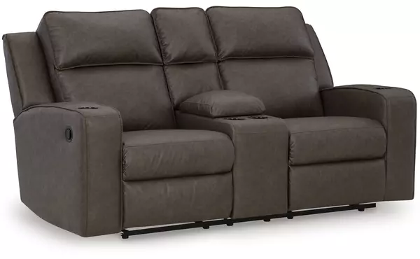 lavenhorne umber dbl rec loveseat w/console by ashley