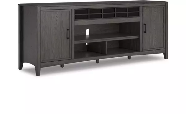 montillan grayish brown xl tv stand w/fireplace option by ashley