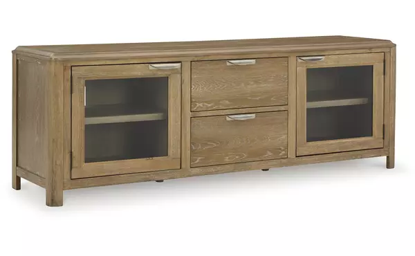 rencott light brown extra large tv stand by ashley