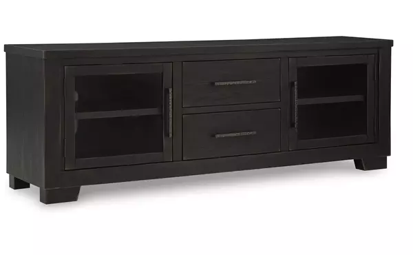 galliden black/brown extra large tv stand by ashley
