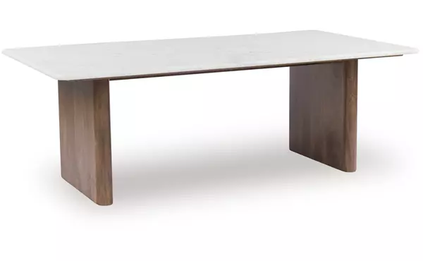 isanti light brown/white rectangular cocktail table by ashley