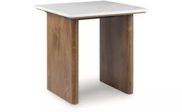 isanti light brown/white square end table by ashley