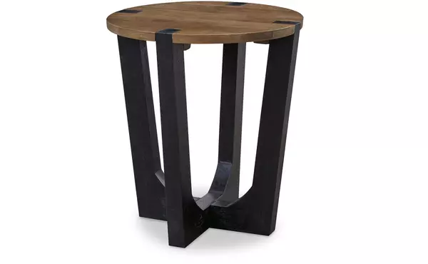 hanneforth brown/black round end table by ashley