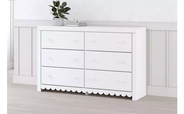 mollviney white six drawer dresser by ashley