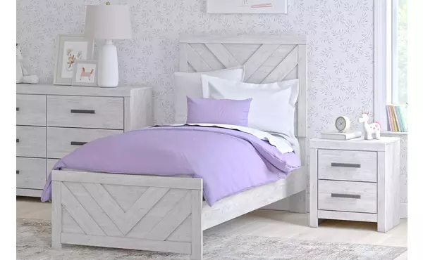 cayboni whitewash twin panel headboard/footboard by ashley