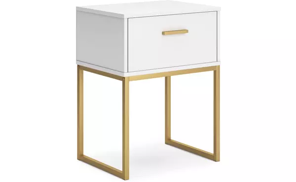 socalle white/gold one drawer night stand by ashley