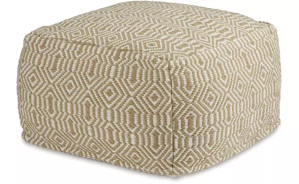 adamont tan/ivory pouf by ashley