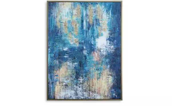 scarlite teal/gold finish wall art by ashley