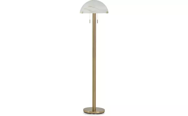 tobbinsen brass finish metal floor lamp (1/cn) by ashley