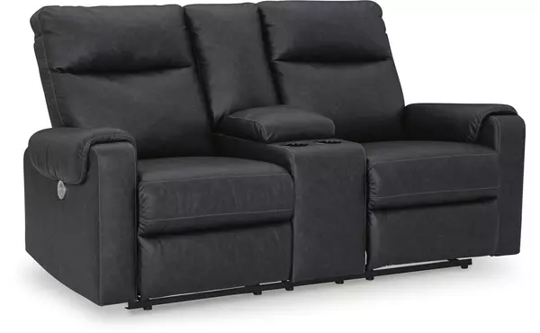 axtellton carbon dbl rec pwr loveseat w/console by ashley