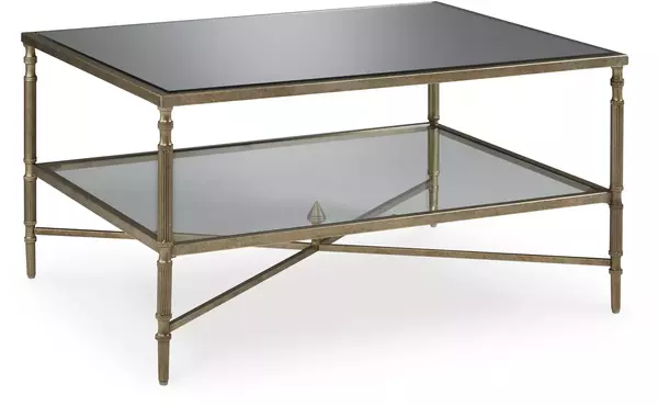 cloverty aged gold finish rectangular cocktail table by ashley