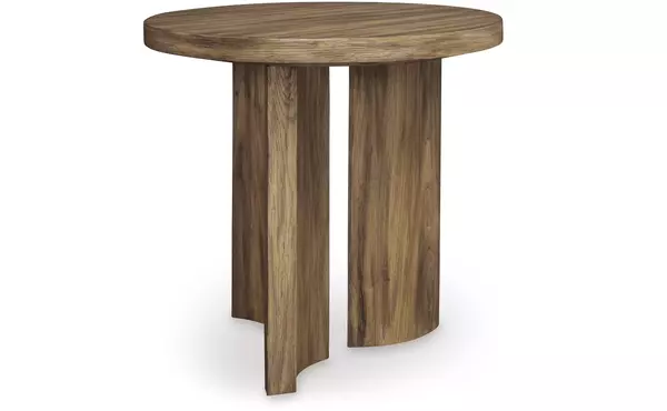 austanny warm brown round end table by ashley