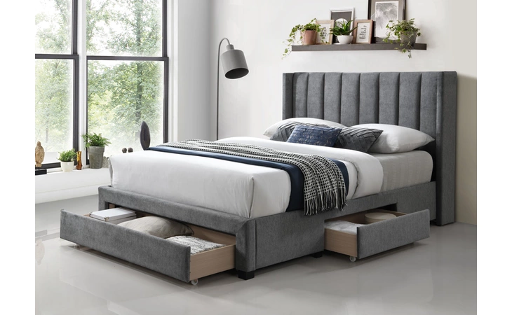 8950L|HBD|GREY Platform QUEEN BED - 24-4 GREY BED (NO BOX SPRING REQUIRED)
