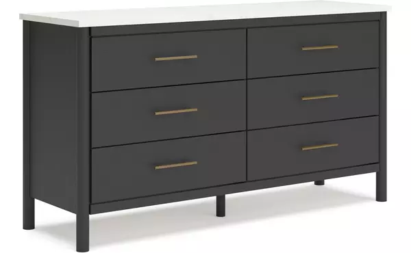 cadmori black/white six drawer dresser by ashley