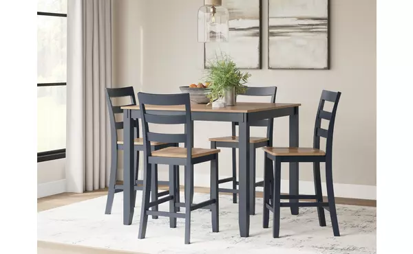 gesthaven natural/blue drm counter table set (5/cn) by ashley