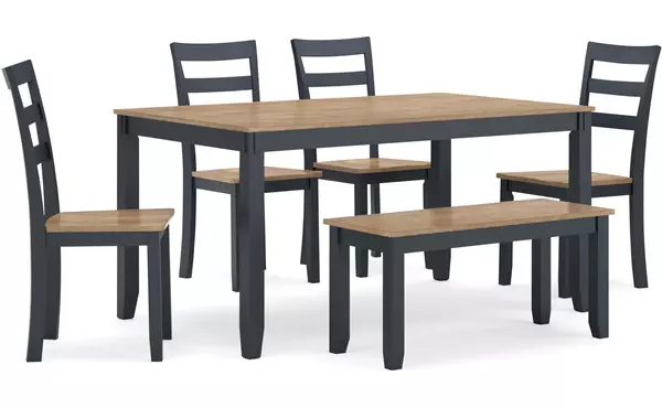 gesthaven natural/blue dining room table set (6/cn) by ashley