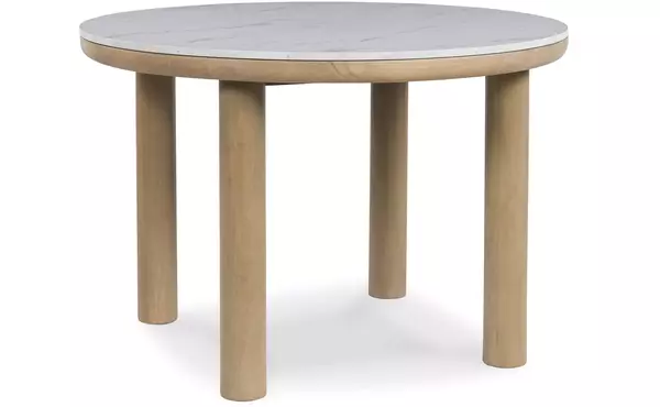 sawdyn light brown round dining room table by ashley