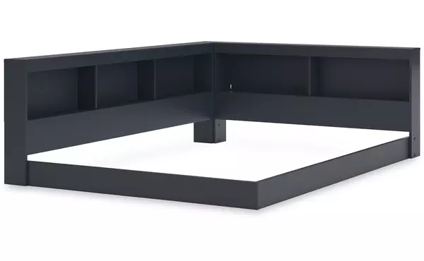 simmenfort navy blue bookcase storage w/side rail by ashley