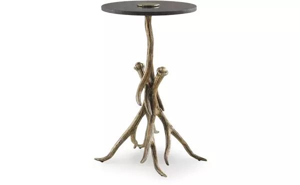 lemkins black/antique gold finish accent table by ashley
