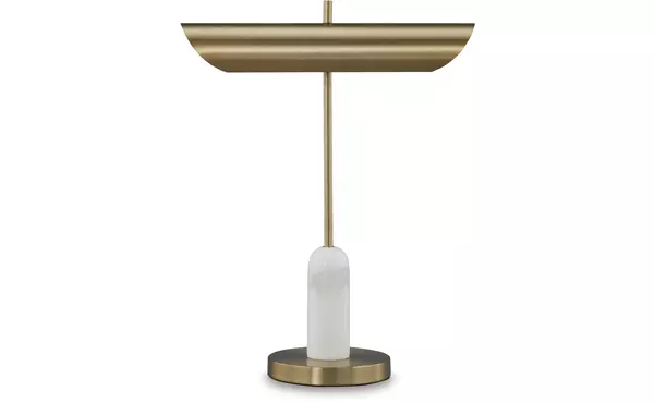 rowleigh gold finish/white marble desk lamp (1/cn) by ashley