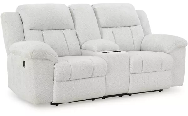 frohn snow dbl rec loveseat w/console by ashley