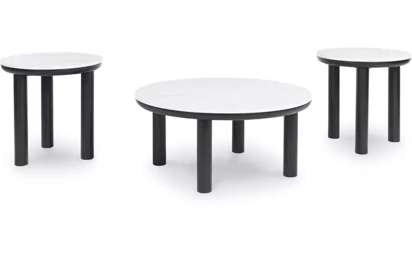 xandrum black/white occasional table set (3/cn) by ashley