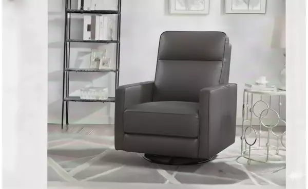leather power recliner dark grey by exact