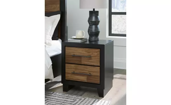 kraeburn brown/black two drawer night stand by ashley