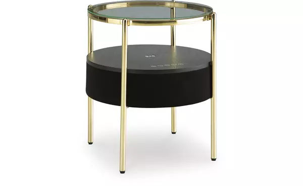 nedman black/gold finish accent table with speaker by ashley