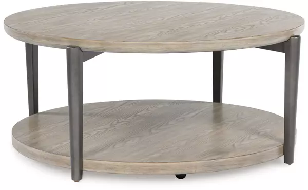 dyonton two-tone round cocktail table by ashley